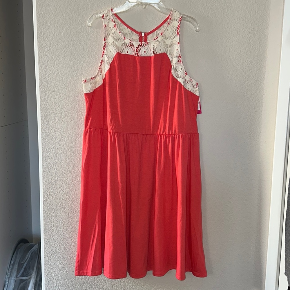 NWT. Xhilaration. Dress. Size: XXL  Color: Coral/Salmon w/ Ivory border.